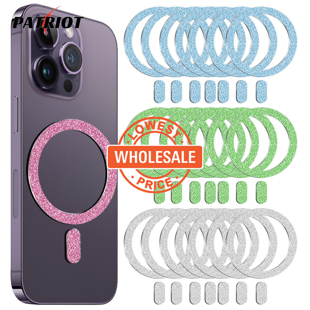 [批發價] 金屬磁環貼紙 - 兼容 iPhone - 車載支架閃亮粉紅色感應環 - 自粘式無線充電磁鐵貼片 - 手機配件