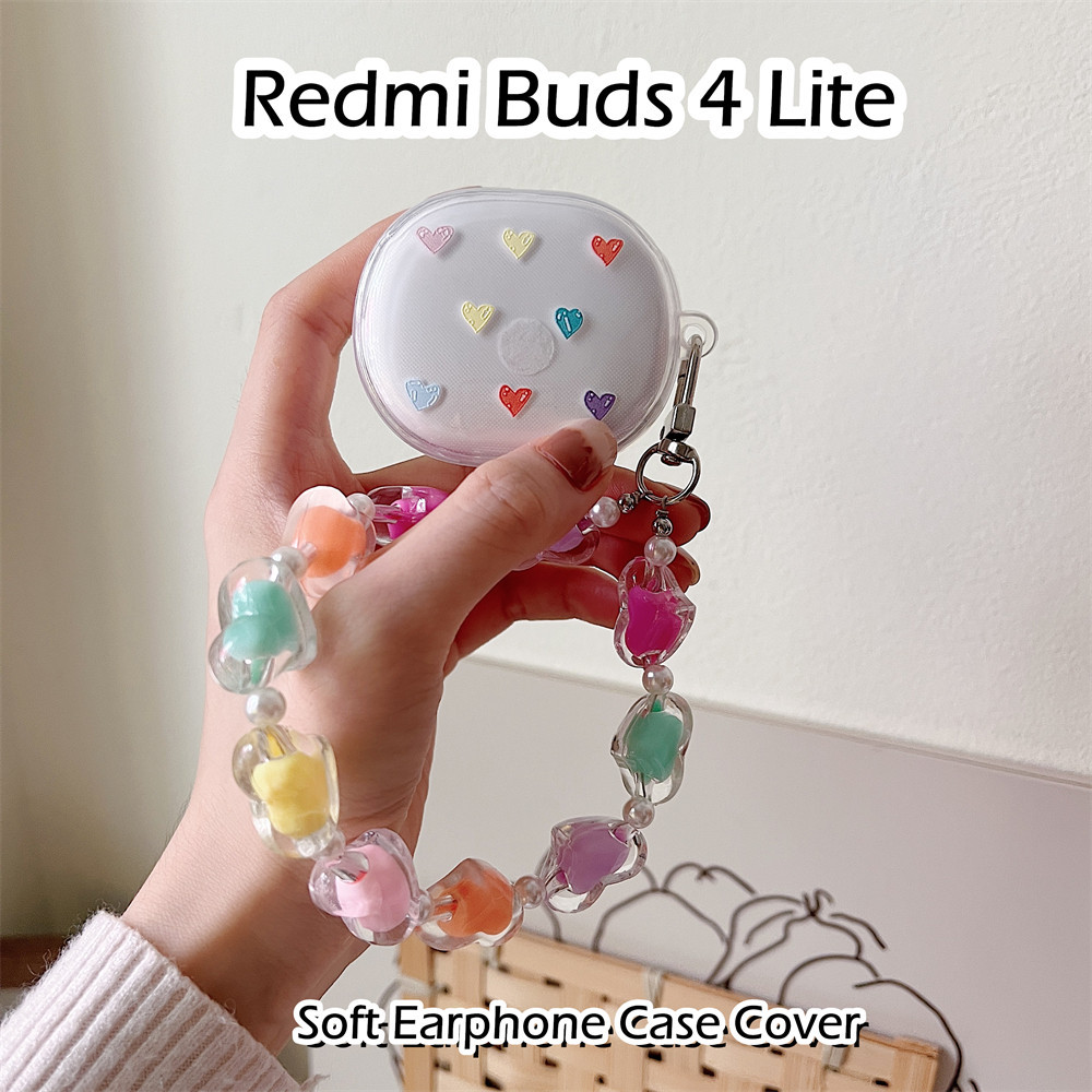 【潮流正面】適用於 Redmi Buds 4 Lite 保護套七彩線笑臉圖案軟矽膠耳機套保護套