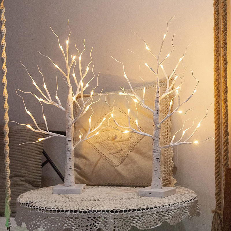 led發光樹燈落地客廳家居裝飾燈房間簡約直播間白樺樹燈節日禮物