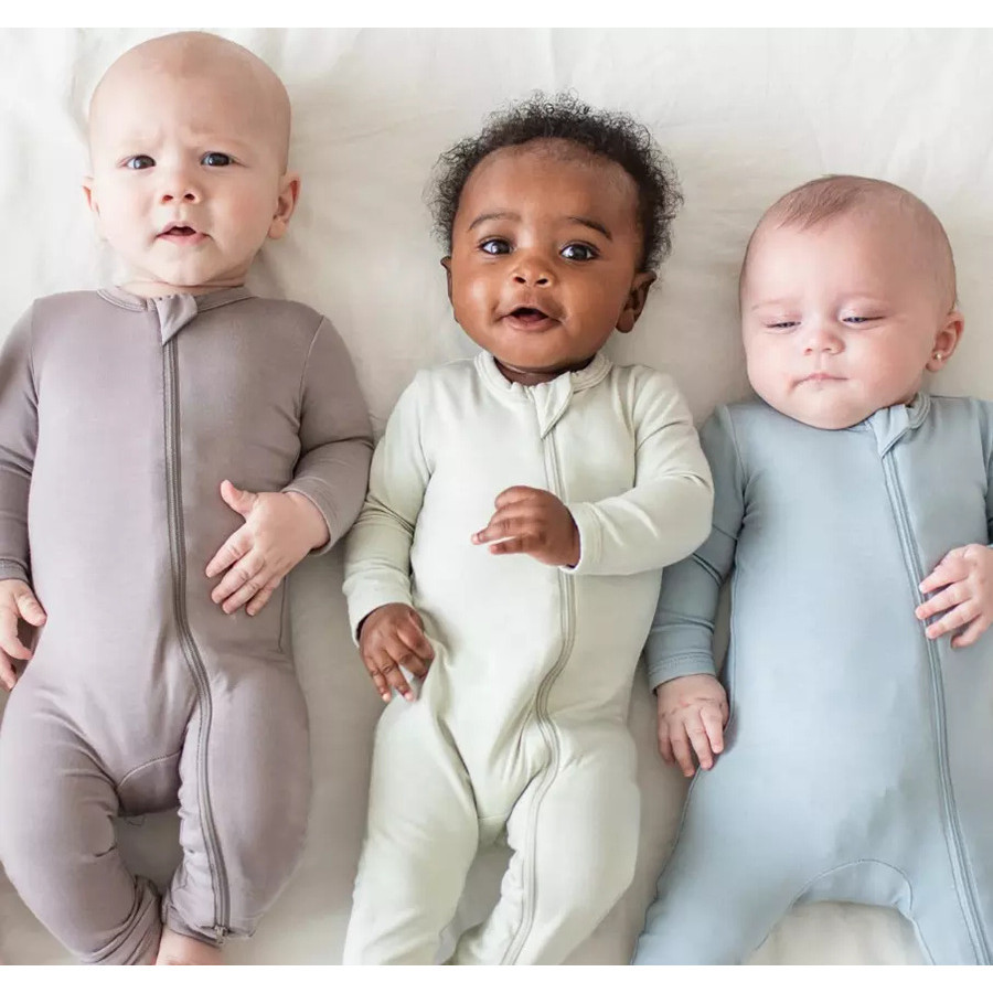 帶兩個拉鍊的新生嬰兒連身衣,男孩和女孩長袖棉質連身衣