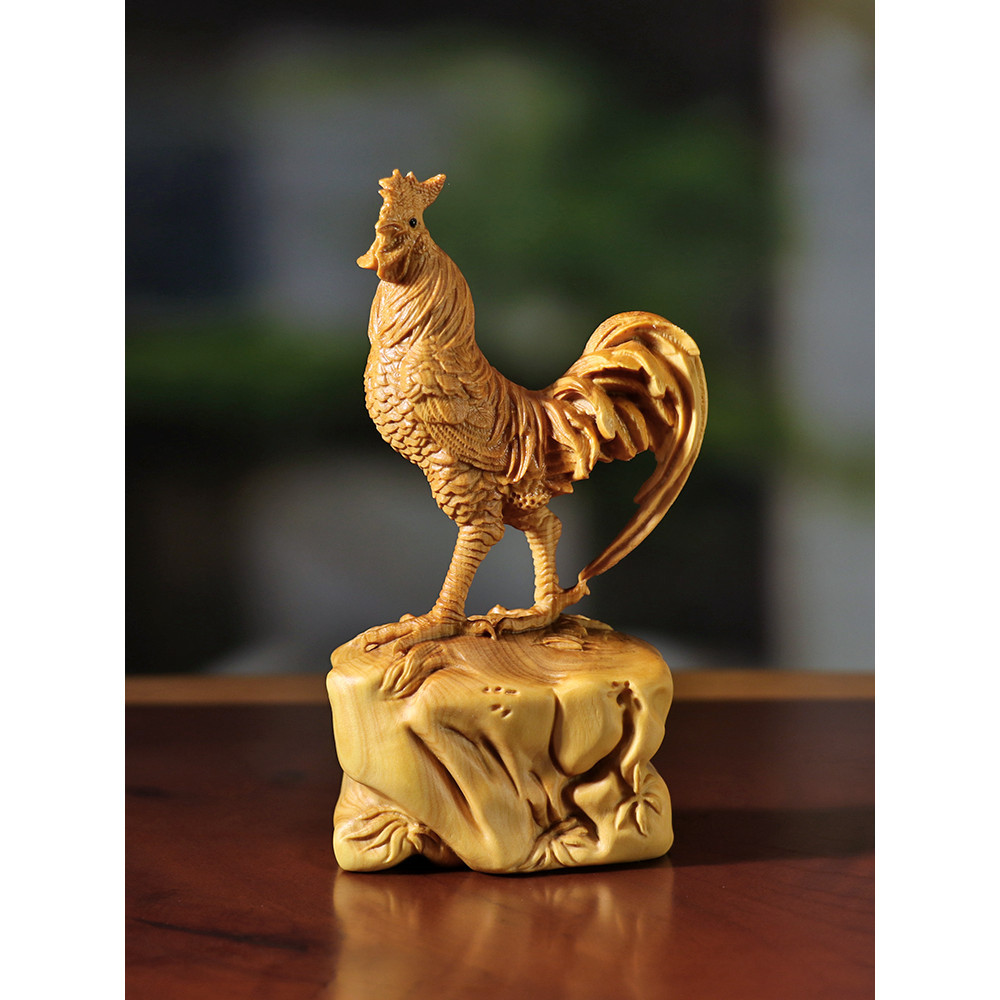 小葉黃楊木雕隨身盤玩手把件實木生肖公雞擺件文玩工藝品家居飾品