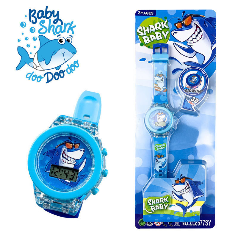 鯊魚寶寶 兒童手錶卡通玩具手錶手電筒兒童手錶庫洛米大耳狗音速小子