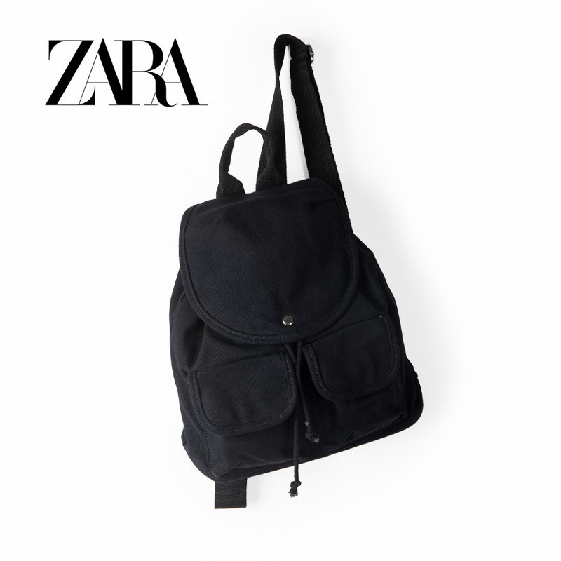 ZARA 新款背包女百搭帆布包簡約學生大容量書包後背包