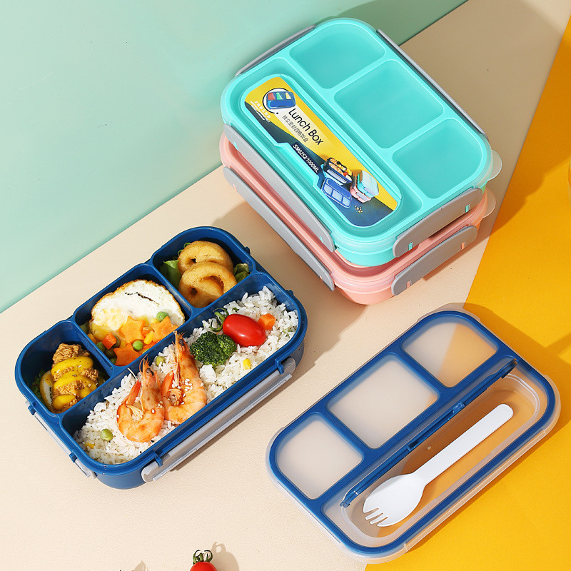 【致優】四格便當盒 可微波午餐盒 四格塑膠飯盒學生上班族午餐盒可微波爐便當盒