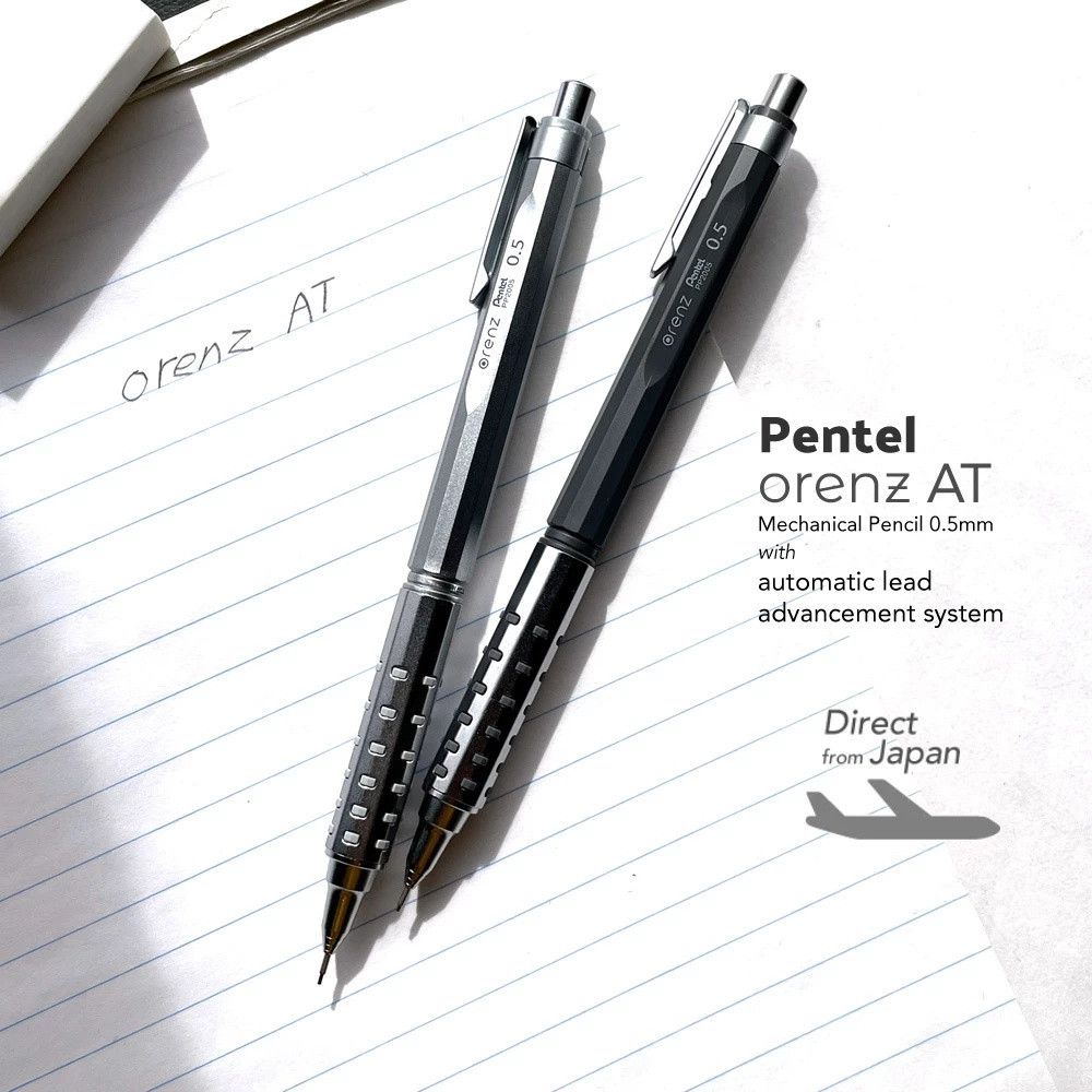 現貨pentel Orenz AT 機械鉛筆 0.5mm XPP2005 銀/深灰色帶自動鉛高級機構日本製造金屬握把低重