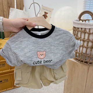 韓國夏季嬰兒t恤卡通小熊可愛嬰兒襯衫兒童襯衫80-120