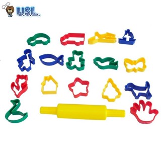 臺灣出貨🔥遊思樂usl黏土模型組幼兒園橡皮泥模具動物造型切刀工具17件套
