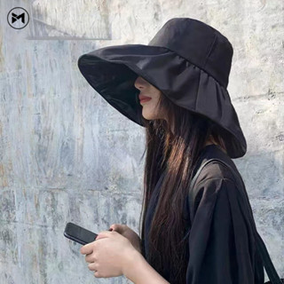 2024新款女式薄面罩韓國黑色凝膠防曬防紫外線遮陽帽防紫外線漁夫帽