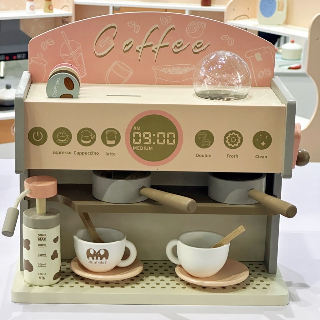 兒童仿真咖啡機 模擬體驗家庭製作過程過家家 擺件咖啡玩具 主題木質玩具