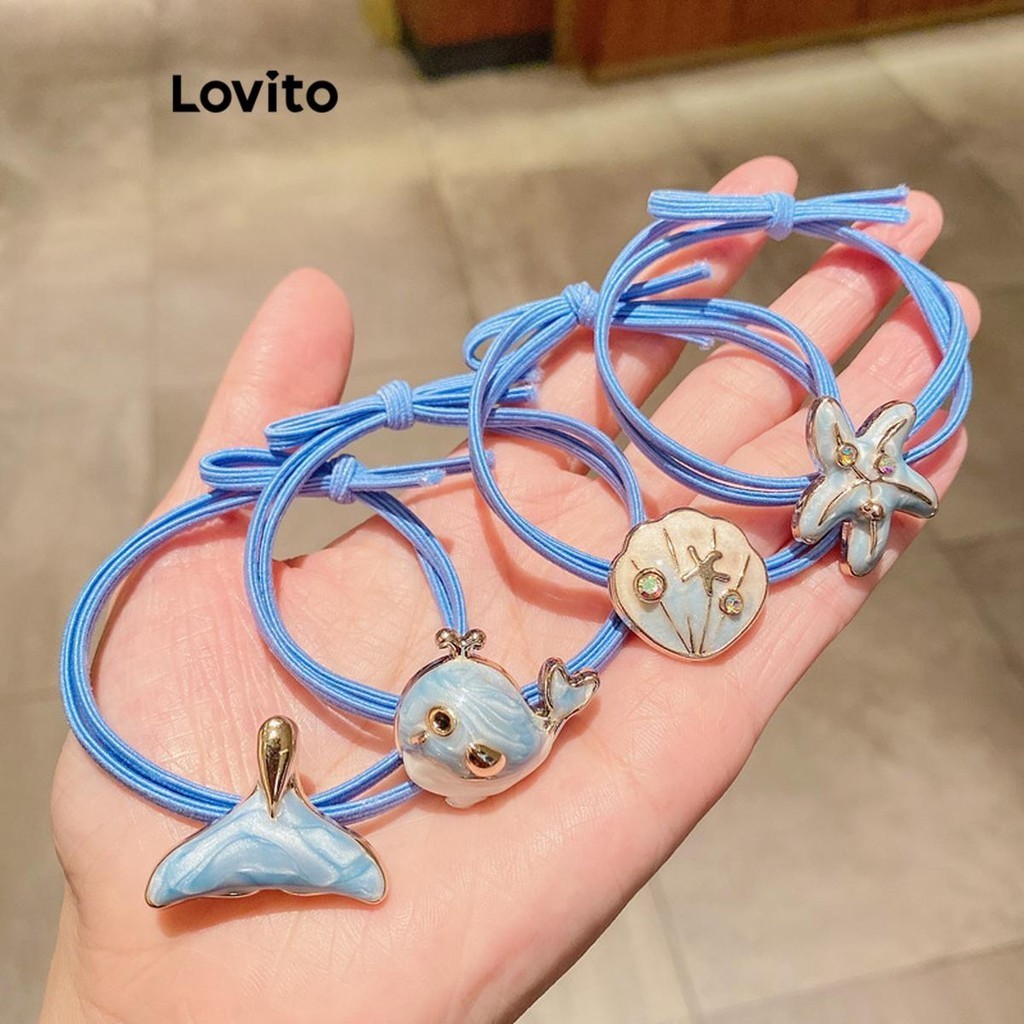 Lovito 可愛動物星貝殼海星鯨魚魚尾髮帶女 LFA18238