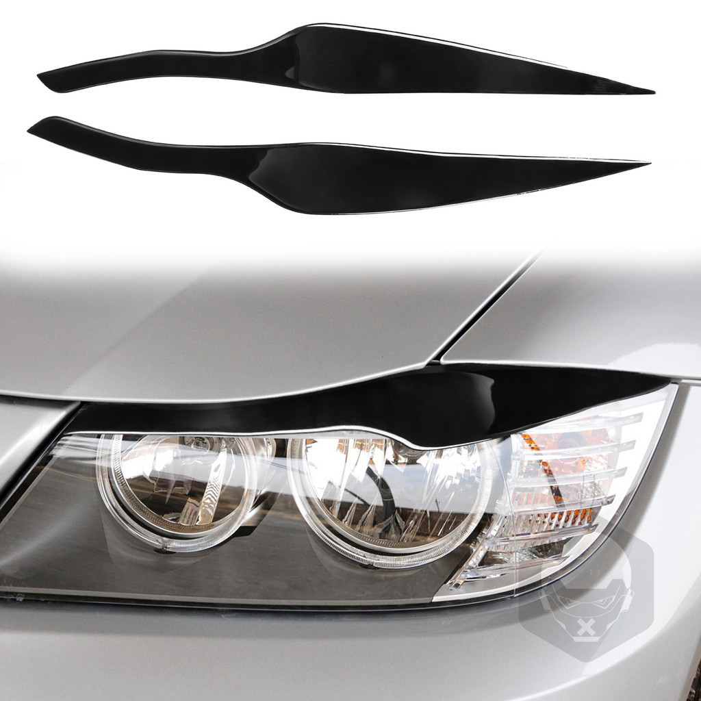 適用 BMW 3系E90前臉大燈燈眉鋼琴黑色碳纖維汽車內飾改裝裝飾