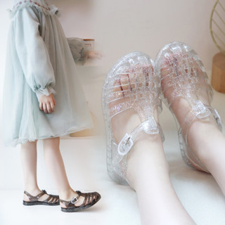 涼鞋夏女 水晶鞋 塑膠果凍鞋 中小兒童羅馬鞋