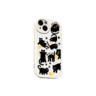 小羊皮magsafe磁吸手機殼適用於iPhone13Pro可愛黑貓和線團14promax時尚iPhone14新款無線充電