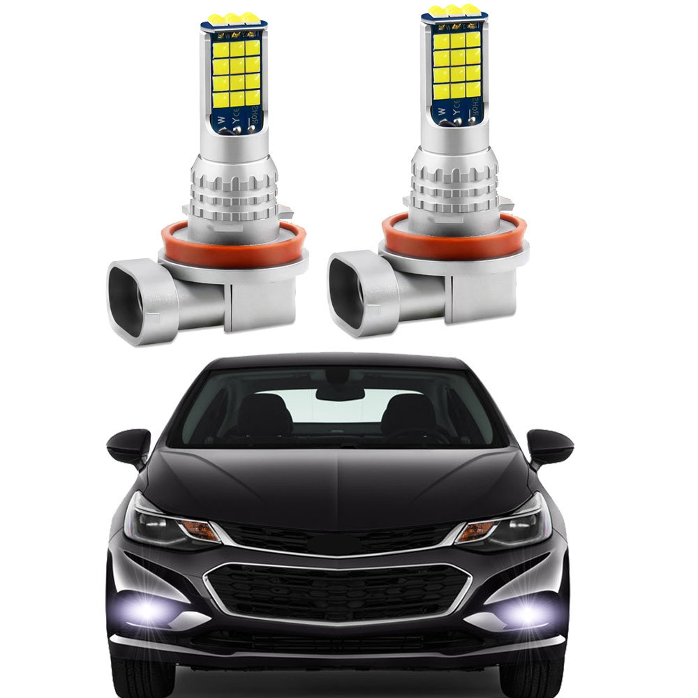 2 件適用於雪佛蘭科魯茲 2011-2019(僅適用於帶鹵素霧燈的型號)LED 霧燈燈泡前霧燈 Canbus 白色