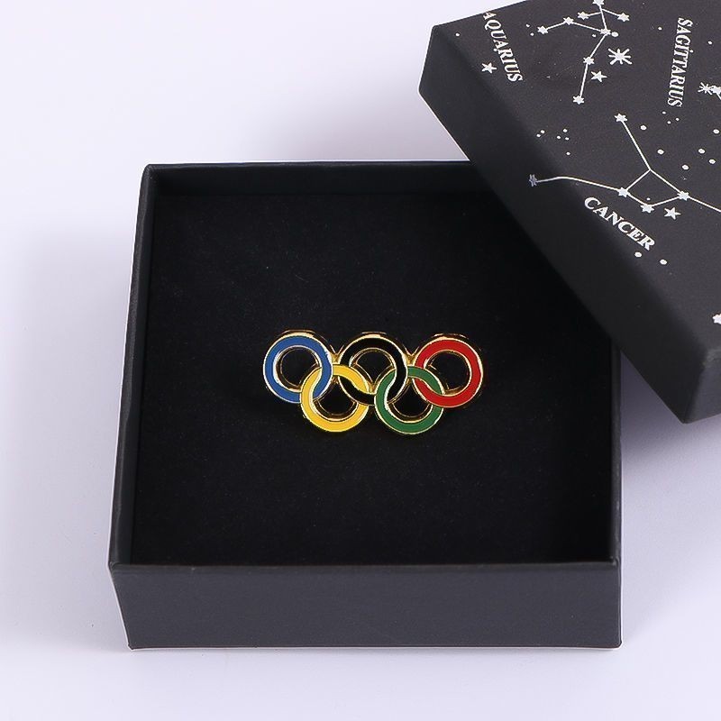 奧運 五環 紀念 胸針 創意 個性 金屬 徽章 別針 體育 運動會 服飾 包包 配飾 潮
