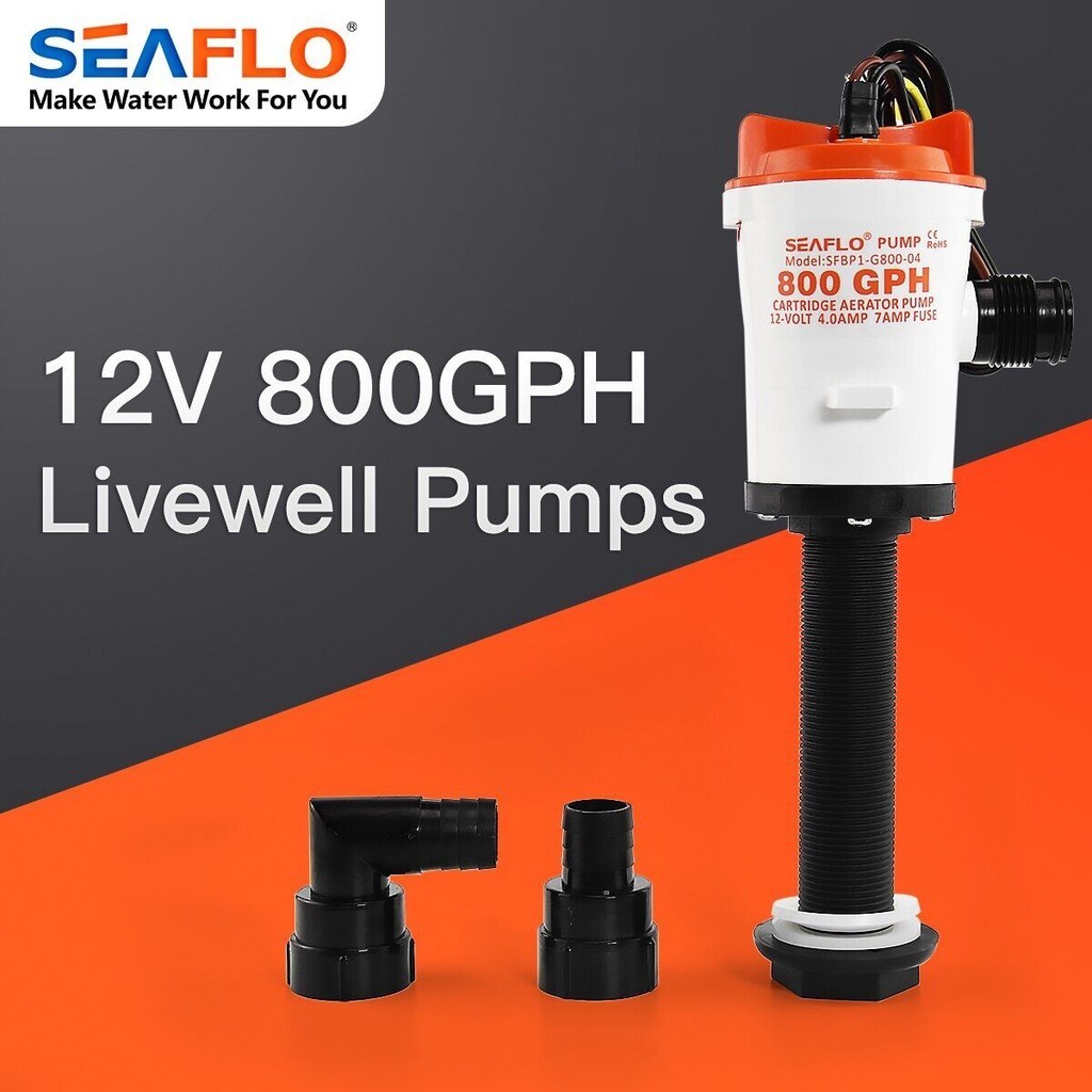 Seaflo 800gph Livewell 曝氣泵漁船活餌罐曝氣器水泵魚保護器海洋潛水墨盒