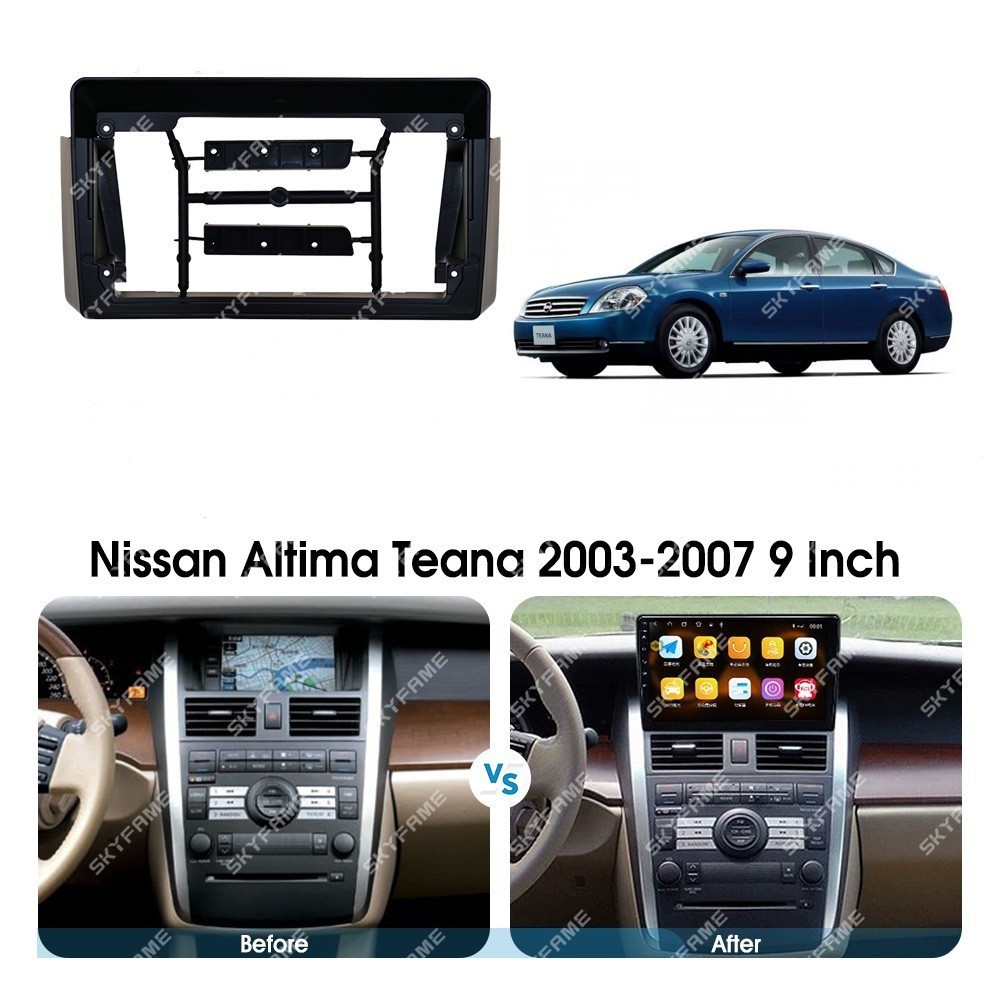 2003-2007 年日產天籟框架 9 英寸收音機儀表板  Android 2Din MP5 汽車播放軟體立體聲面板