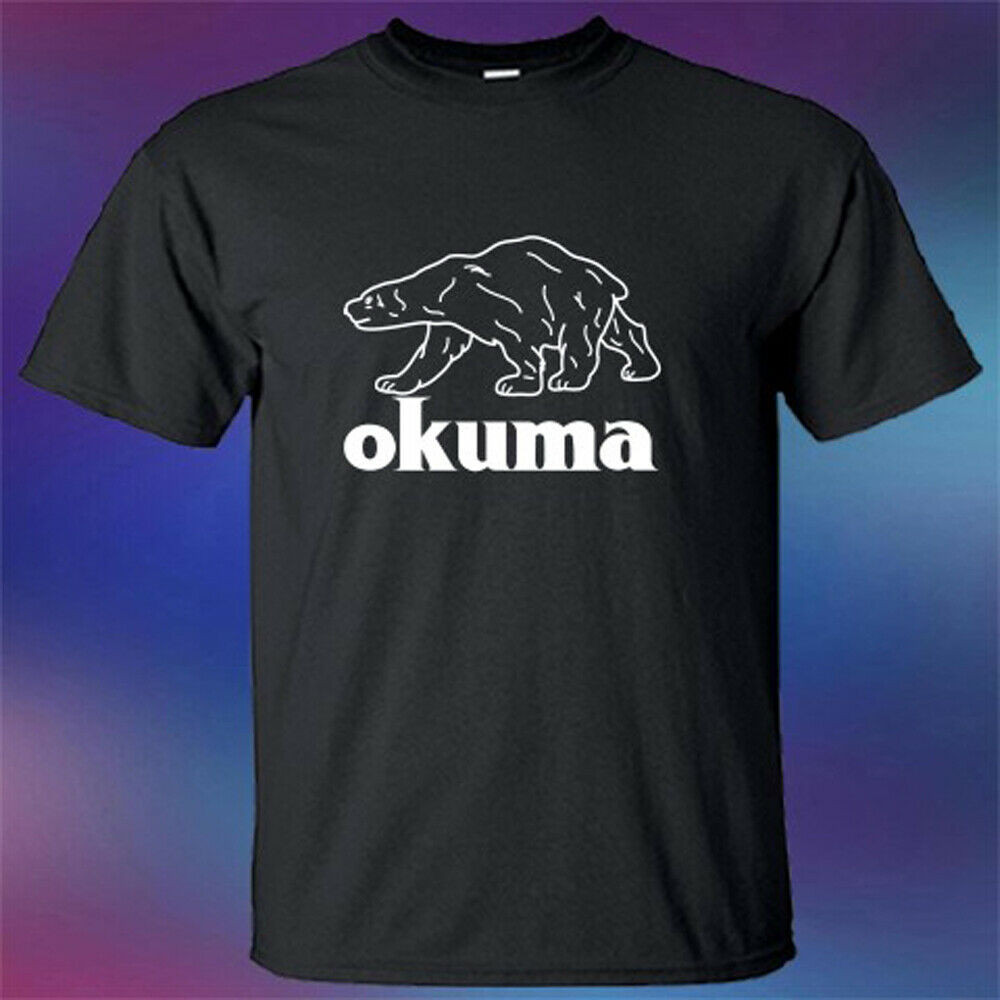 Okuma 釣魚製造釣魚公司標誌休閒短袖上衣印花棉質男士 T 恤加大碼生日禮物