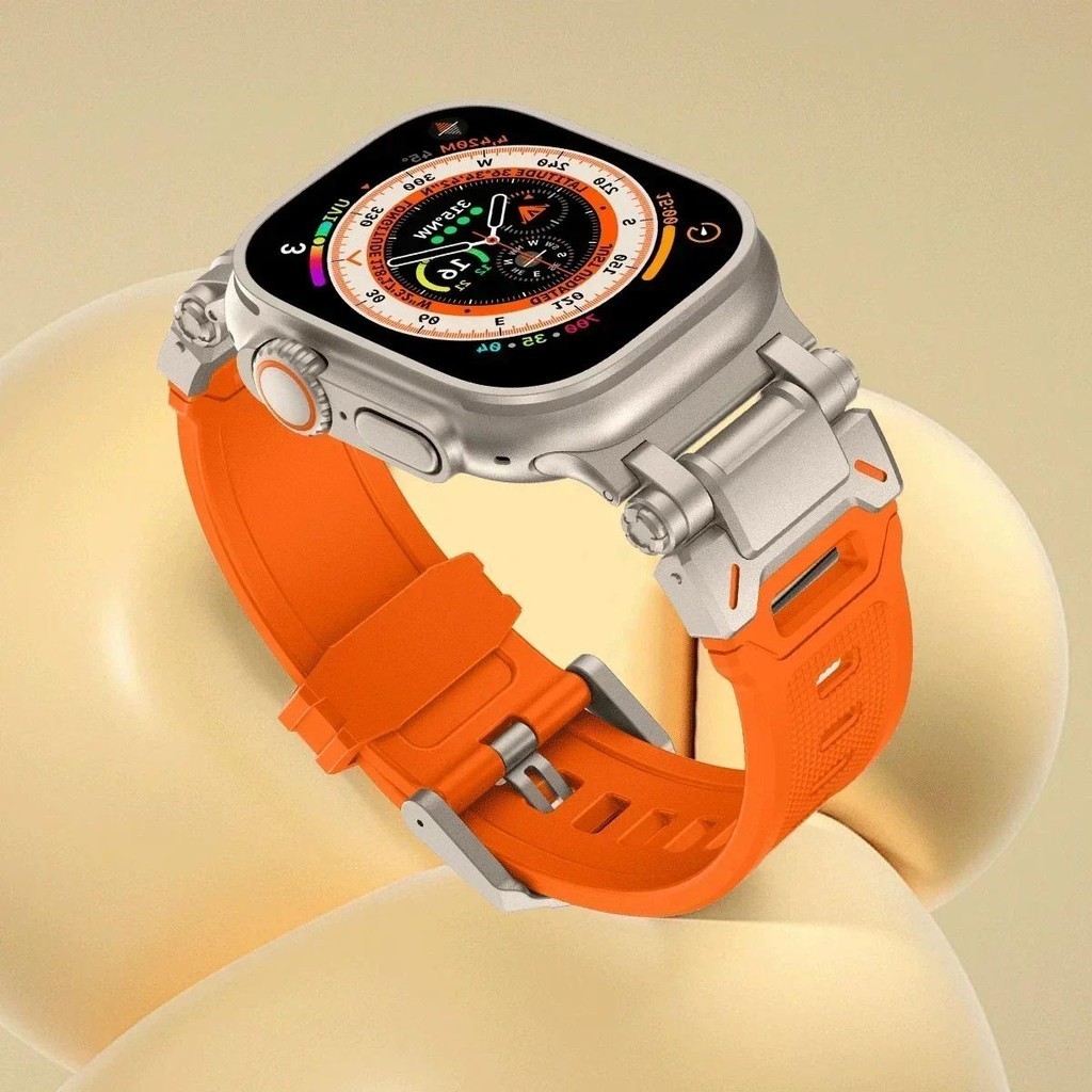 鈦色 TPU 運動錶帶矽膠錶帶適用於 Apple Watch 9 45mm Ultra 2 49MM 44mm 42mm