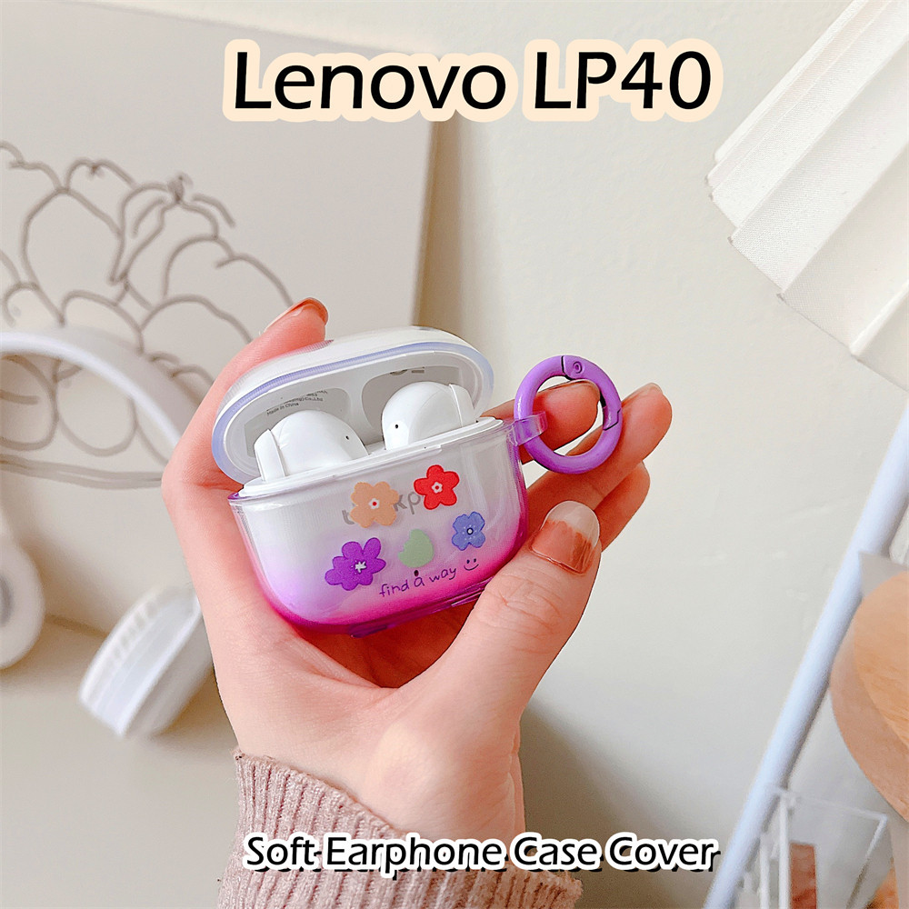 LENOVO 【快速發貨】適用於聯想 Lp40 保護套透明漸變微笑軟矽膠耳機保護套保護套