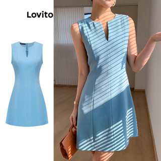 Lovito 女士優雅素色結構線條洋裝 L80ED312
