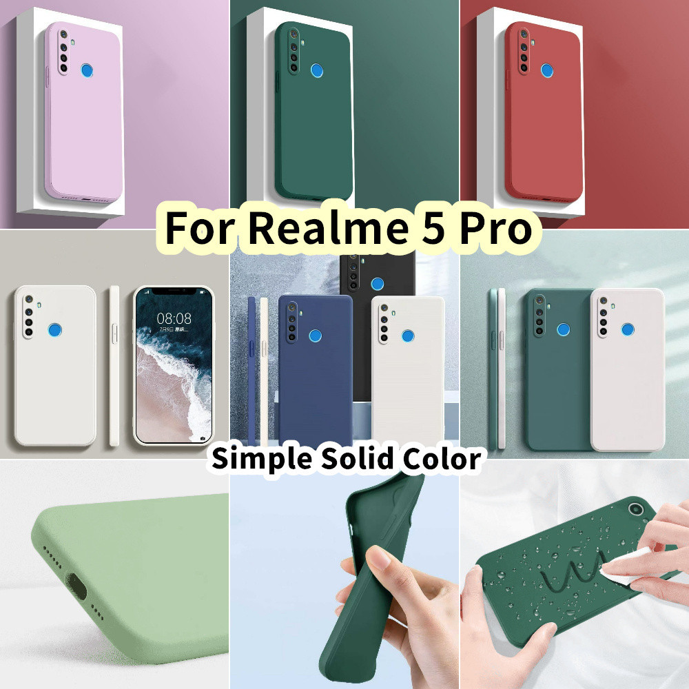 【吉田】適用於 Realme 5 Pro 矽膠全保護殼防污簡約純色手機殼保護套