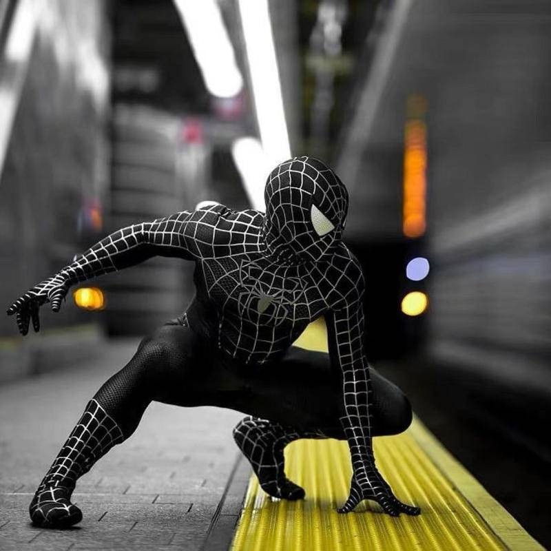 超凡蜘蛛人 兒童鋼鐵俠戰衣 cos英雄 遠征黑蜘蛛連體緊身衣服套裝男