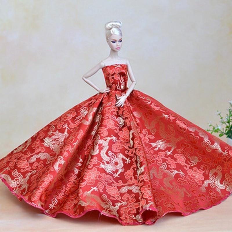 中國紅龍正式婚紗芭比娃娃派對禮服 ANSK