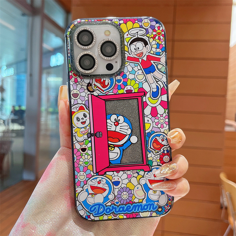哆啦夢 卡通可愛激光哆啦a夢。 情侶手機殼適用於 IPhone 15 14 15 13 14pro Max 13 Pro