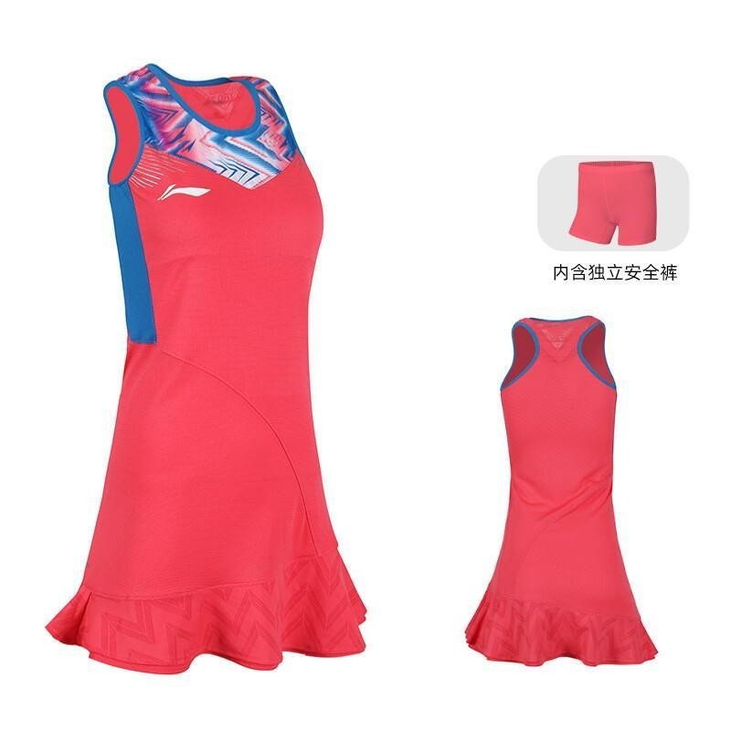 IBUY 運動洋裝 運動連身裙 李寧羽毛球大賽服連衣裙國際球員讚助款運動裙裝運動裙套裝連身裙 運動羽球裙