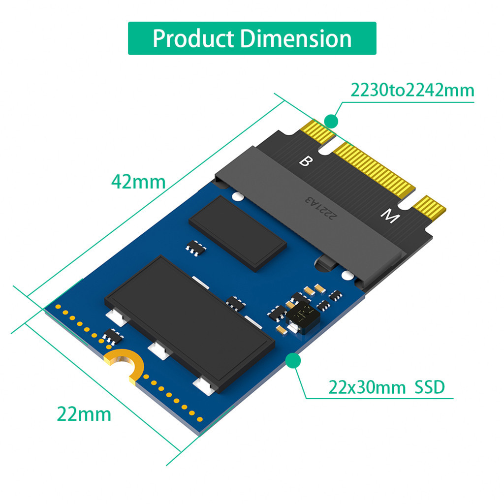 適用於 M.2 NVME M-Key B+M 2230 至 2242 SATA-Bus SSD 擴展適配器卡適用於 Th