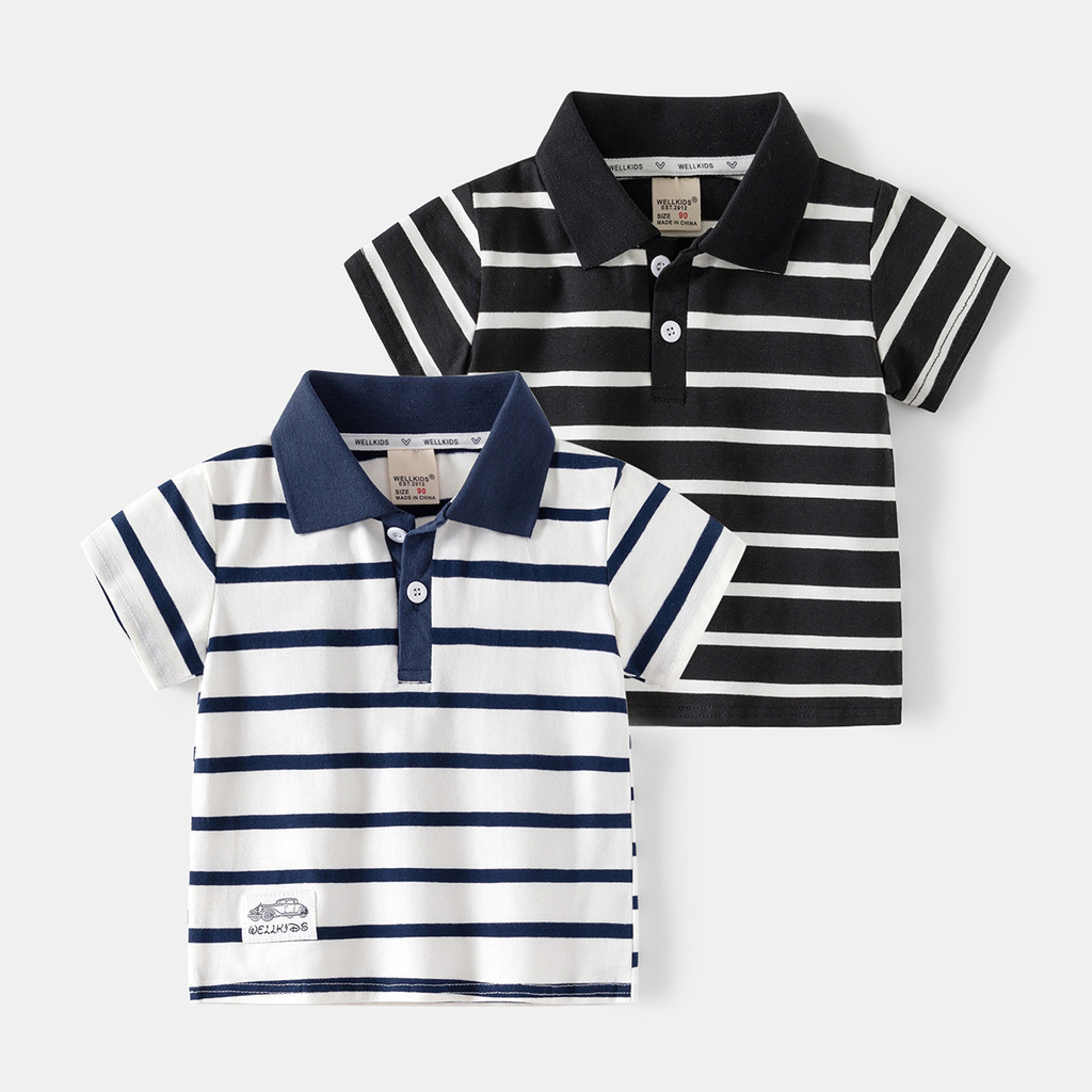 Soffny Kids Polo 衫男童棉 T 恤兒童服裝夏季休閒短袖嬰兒襯衫 Polo kemeja budak le