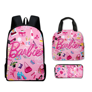 芭比背包 影視周邊 卡通barbie書包 兒童午餐包 筆袋 三件式 中小學生書包