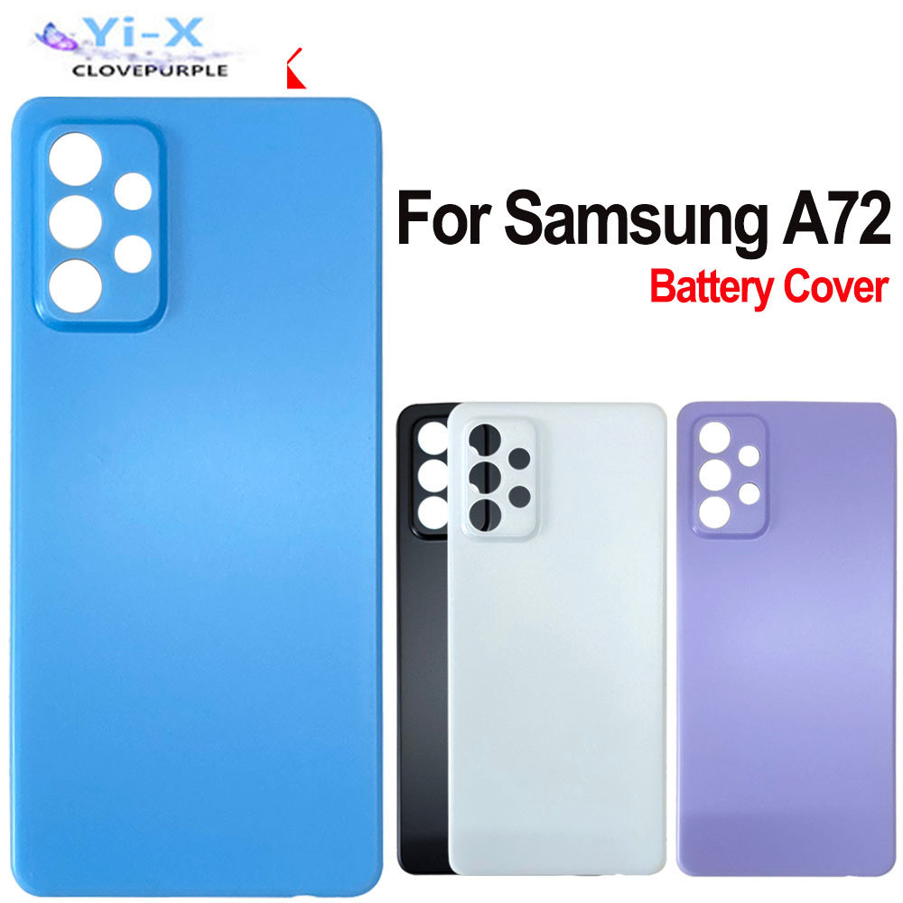 SAMSUNG 1x 適用於三星 Galaxy A72 後蓋電池蓋門後玻璃外殼 6.7" 適用於三星 A72 電池蓋 A
