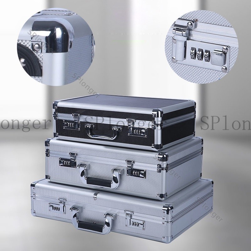 密碼箱 便攜式鋁製工具箱 安全手提箱 設備箱 儀器箱 儲物箱 耐衝擊箱 帶鎖 海綿 收納盒