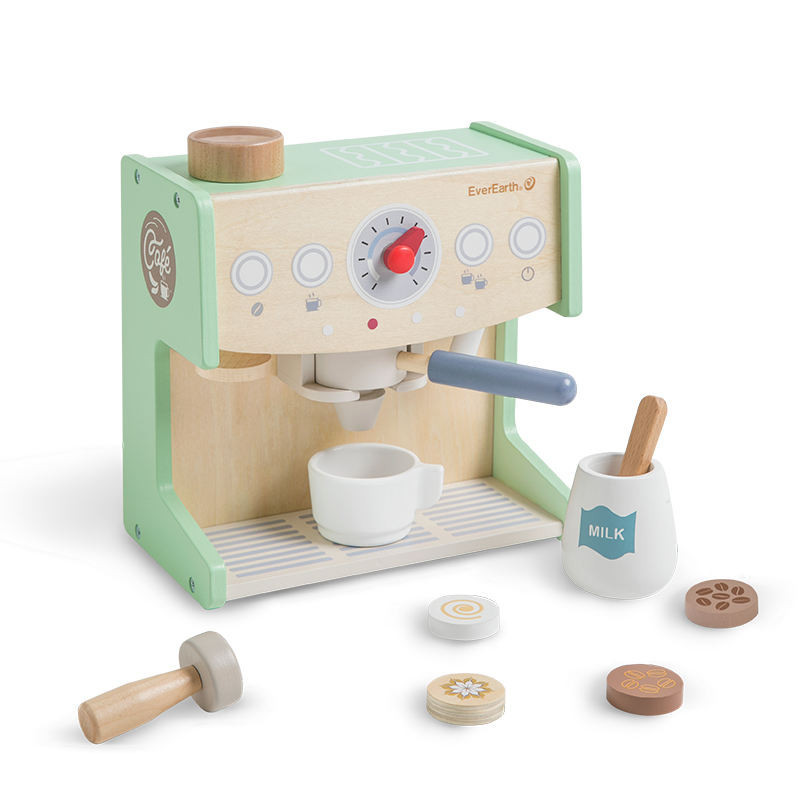 🚚免運🚚 ♞EverEarth兒童模擬咖啡機玩具過家家木質廚房玩具男孩女孩禮物