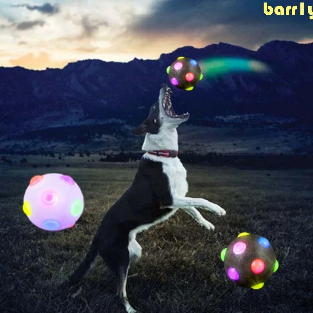 BARR1Y狗玩具發光球,塑料耐咬閃光彈力球玩具,顏色隨機狗彈力球狗咀嚼玩具正在播放