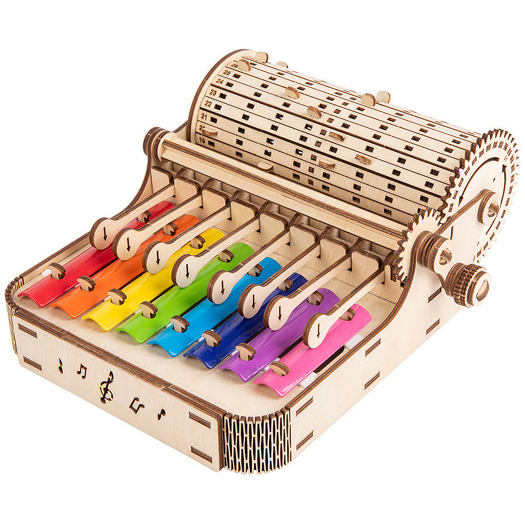 8 音木琴鋼琴 DIY 套件 8 音彩色木琴手搖曲柄復古木製鍾琴套件適合 14 歲以上兒童的木製打擊樂器