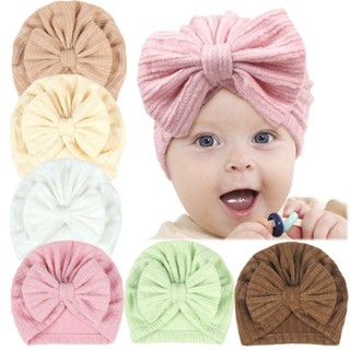 De 時尚嬰兒頭巾帽子純色頭飾簡單嬰兒胎帽