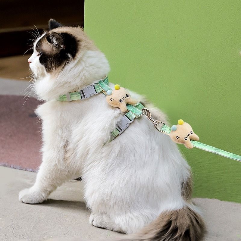 【PANGPANG】寵物胸背牽引繩 貓咪牽引繩 防掙脫外出 專用溜貓繩 小型犬泰迪比熊胸揹帶繩 可調整
