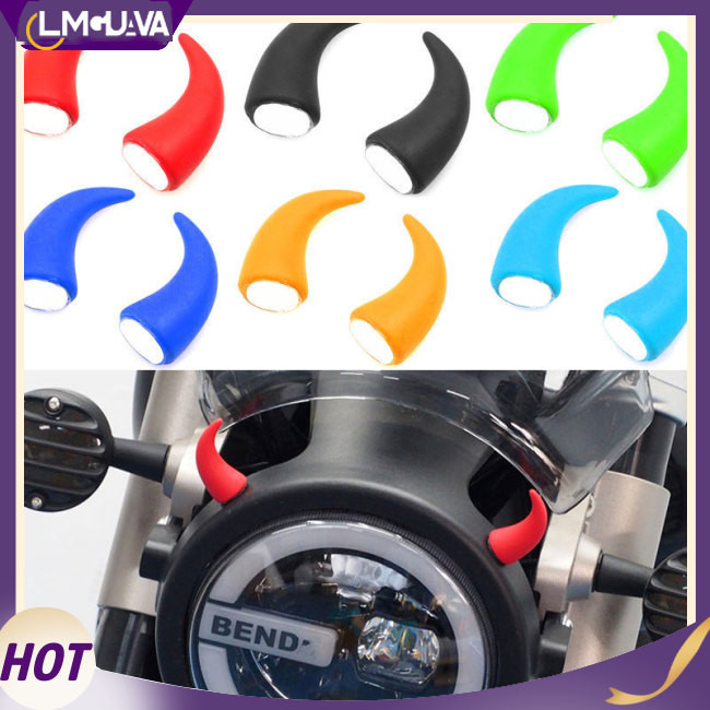 Lmg 1對摩托車頭盔惡魔喇叭裝飾貼紙復古頭飾喇叭大燈改裝配件