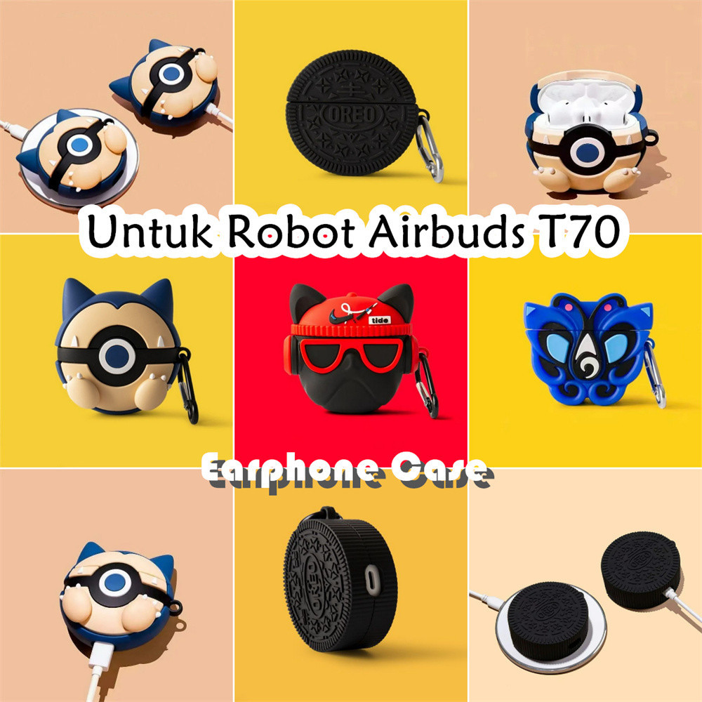 適用於機器人 Airbuds T70 手機殼時尚卡通球 Pok Kirby 軟矽膠手機殼耳機殼保護套 NO.4