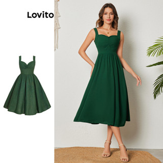 Lovito 女士優雅素色心形結構線條洋裝 LBL08403