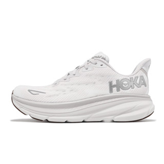 Hoka 慢跑鞋 Clifton 9 路跑 緩震 雲雨灰 白 弧形大底 厚底 女鞋 [ACS] 1127896NCWT