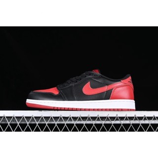 Air Jordan 1 Retro Low Bred 黑色/校隊紅帆籃球鞋