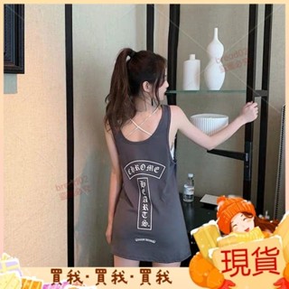 熱銷榜單💝時尚 上衣性感寬鬆無袖T恤洋裝 韓系長版背心 夏吊帶裙 外穿籃球運動上衣 大學t 女男友風潮中長t裙 及膝無