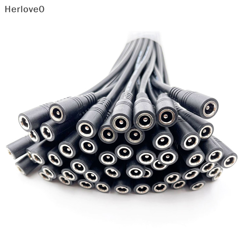 Herlove 10 件 5.5x2.1 插頭 DC 公或母電纜線連接器,用於 3528 5050 LED 燈條 TW