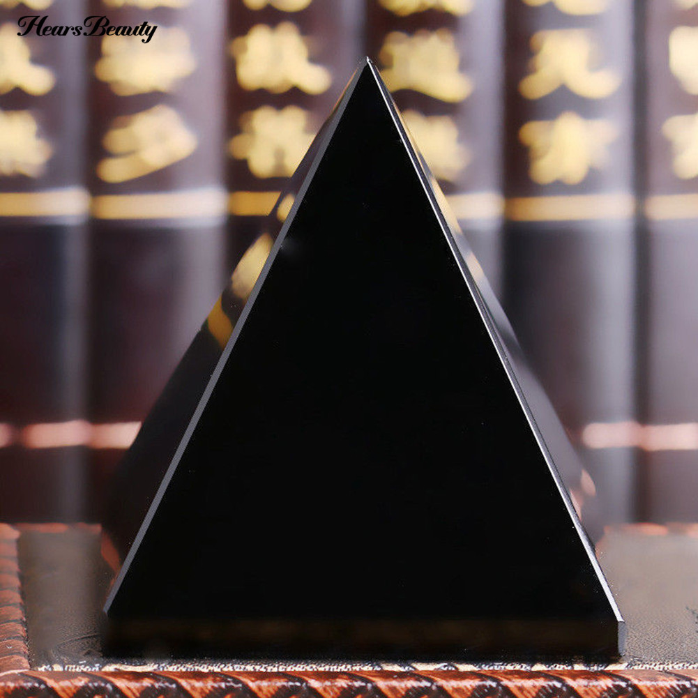 Hba-金字塔人造黑曜石風水療愈石拋光家庭辦公室裝飾品