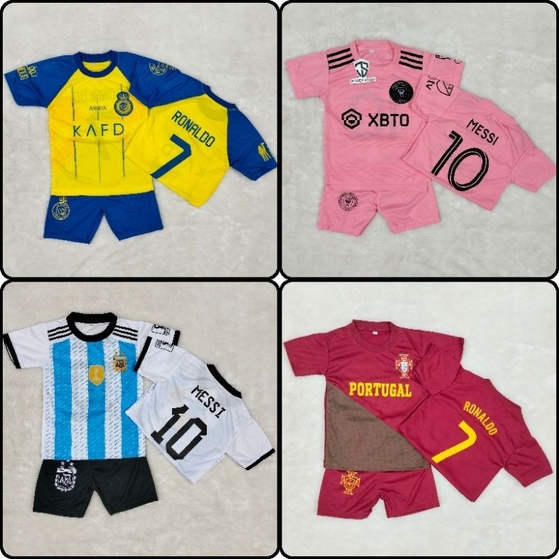 羅納爾多兒童足球球衣套裝最新 INTER MIAMI MESSI 兒童運動套裝 AL NASSR