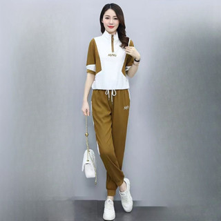 韓版時尚2022夏季韓版時尚套裝女士氣質洋氣顯瘦休閒兩件套運動服